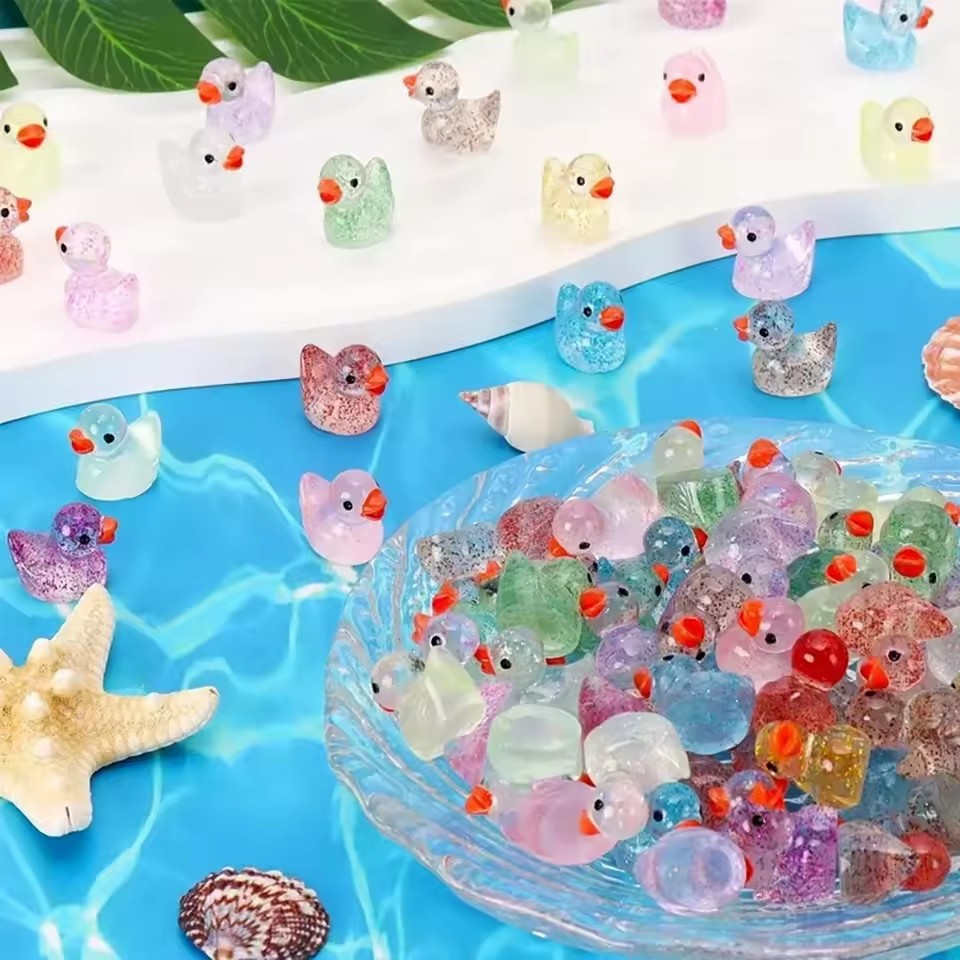 ~ 반짝이는 펄이 들어간 미니어처 레진 오리, DIY, - Aquarium Decor 리뷰 및 가격
